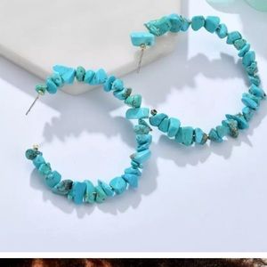 Zara boho turquoise stone hoops